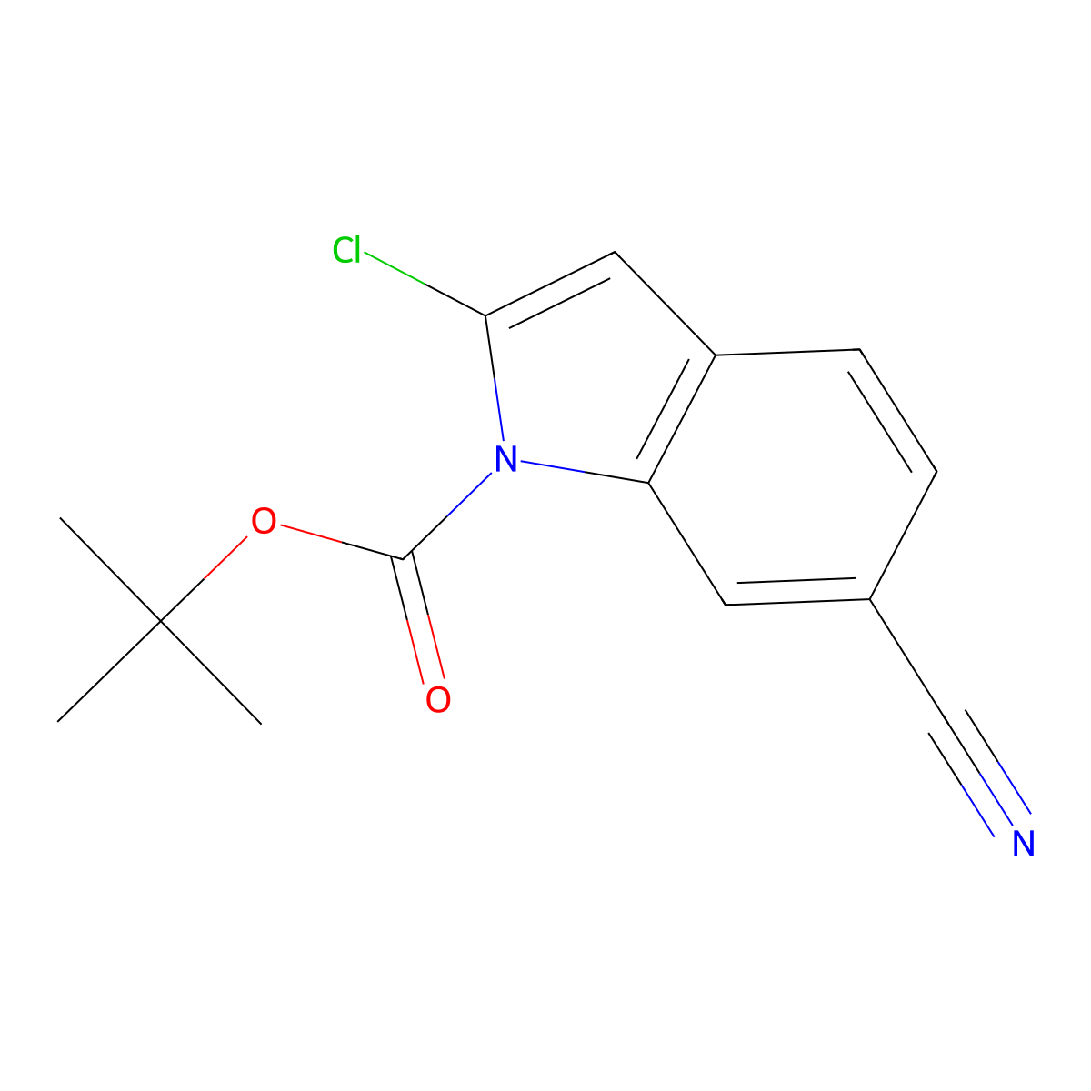 tert-butyl 2-chloro-6-cyano-1H-indole-1-carboxylate molecular structure, CAS 1881290-28-3