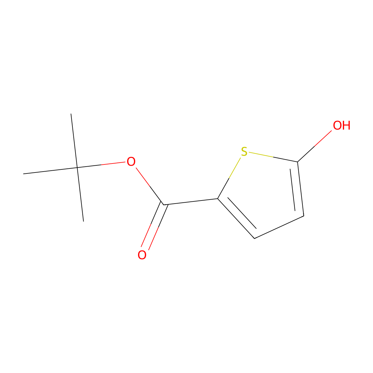Tert-butyl 5-hydroxythiophene-2-carboxylate molecular structure, CAS 1881290-32-9