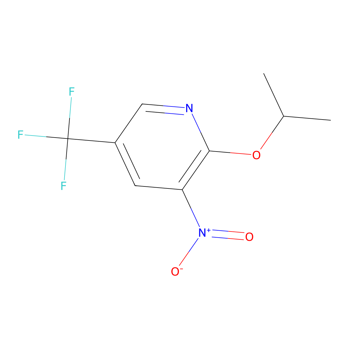 3-Nitro-2-(propan-2-yloxy)-5-(trifluoromethyl)pyridine molecular structure, CAS 1881290-42-1