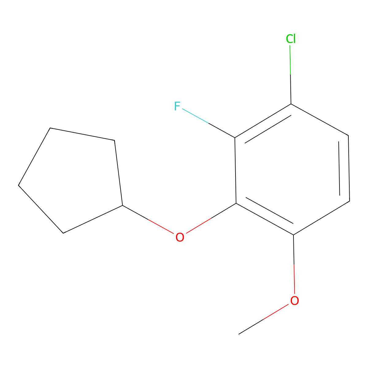 1-Chloro-3-(cyclopentyloxy)-2-fluoro-4-methoxybenzene molecular structure, CAS 1881290-52-3