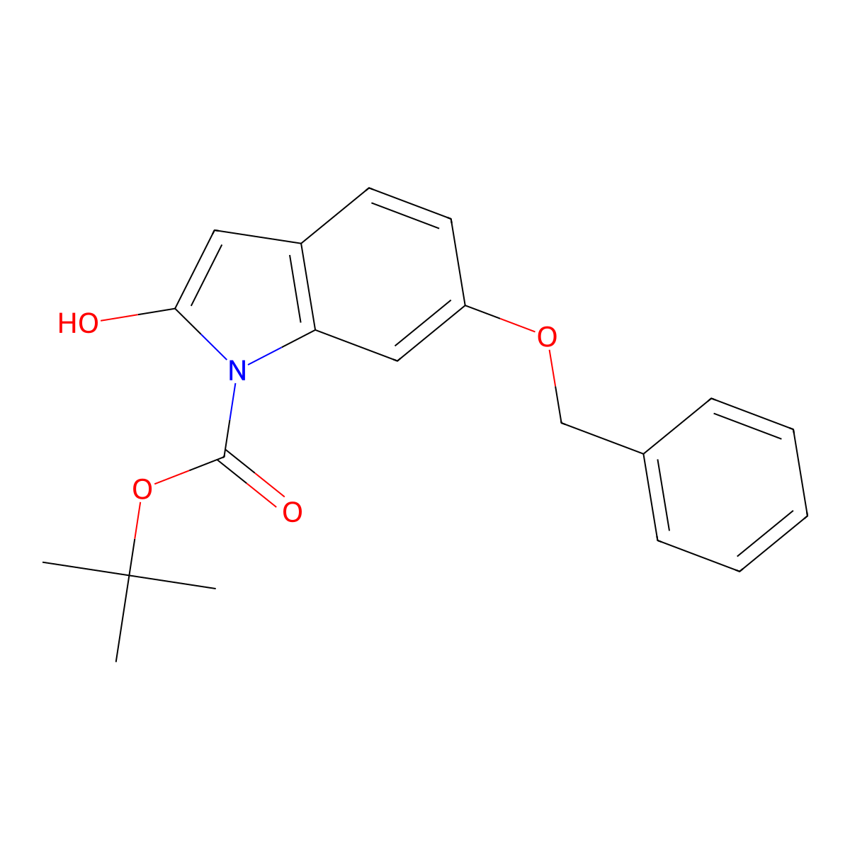 tert-butyl 6-(benzyloxy)-2-hydroxy-1H-indole-1-carboxylate molecular structure, CAS 1881290-60-3