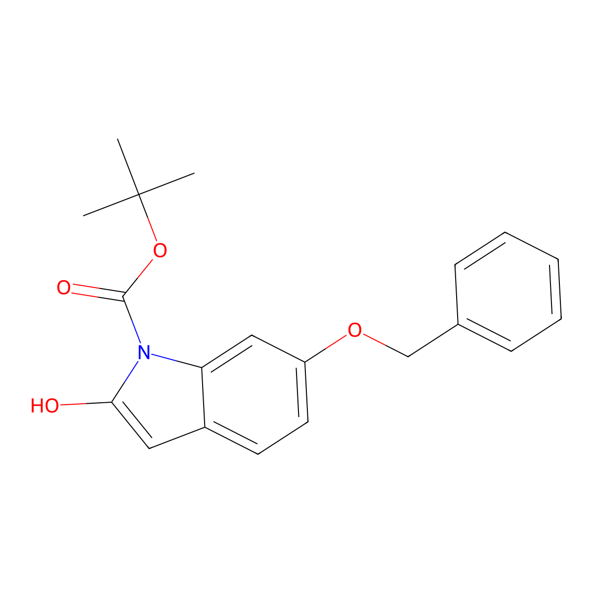 tert-butyl 6-(benzyloxy)-2-hydroxy-1H-indole-1-carboxylate molecular structure, CAS 1881290-60-3