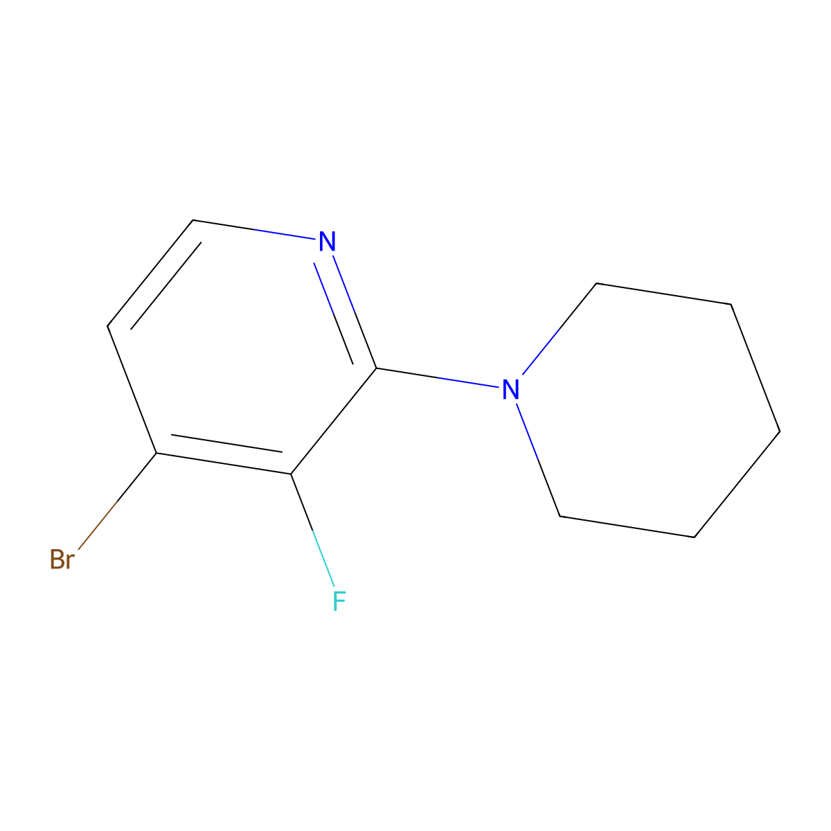 4-Bromo-3-fluoro-2-(piperidin-1-YL)pyridine molecular structure, CAS 1881290-64-7