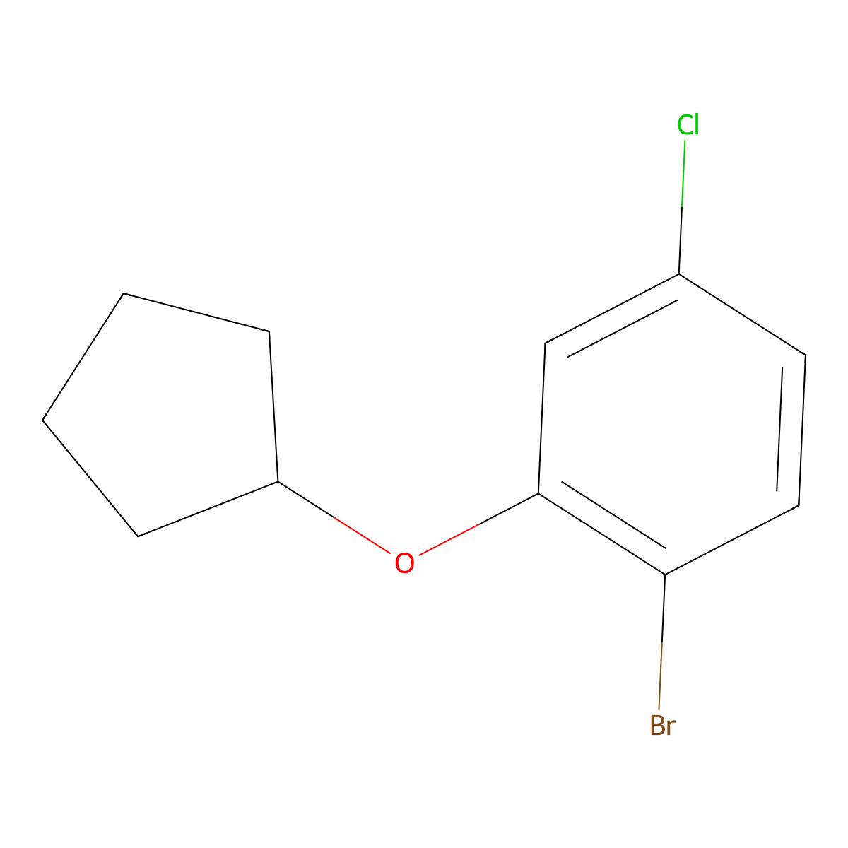 1-Bromo-4-chloro-2-(cyclopentyloxy)benzene molecular structure, CAS 1881290-79-4