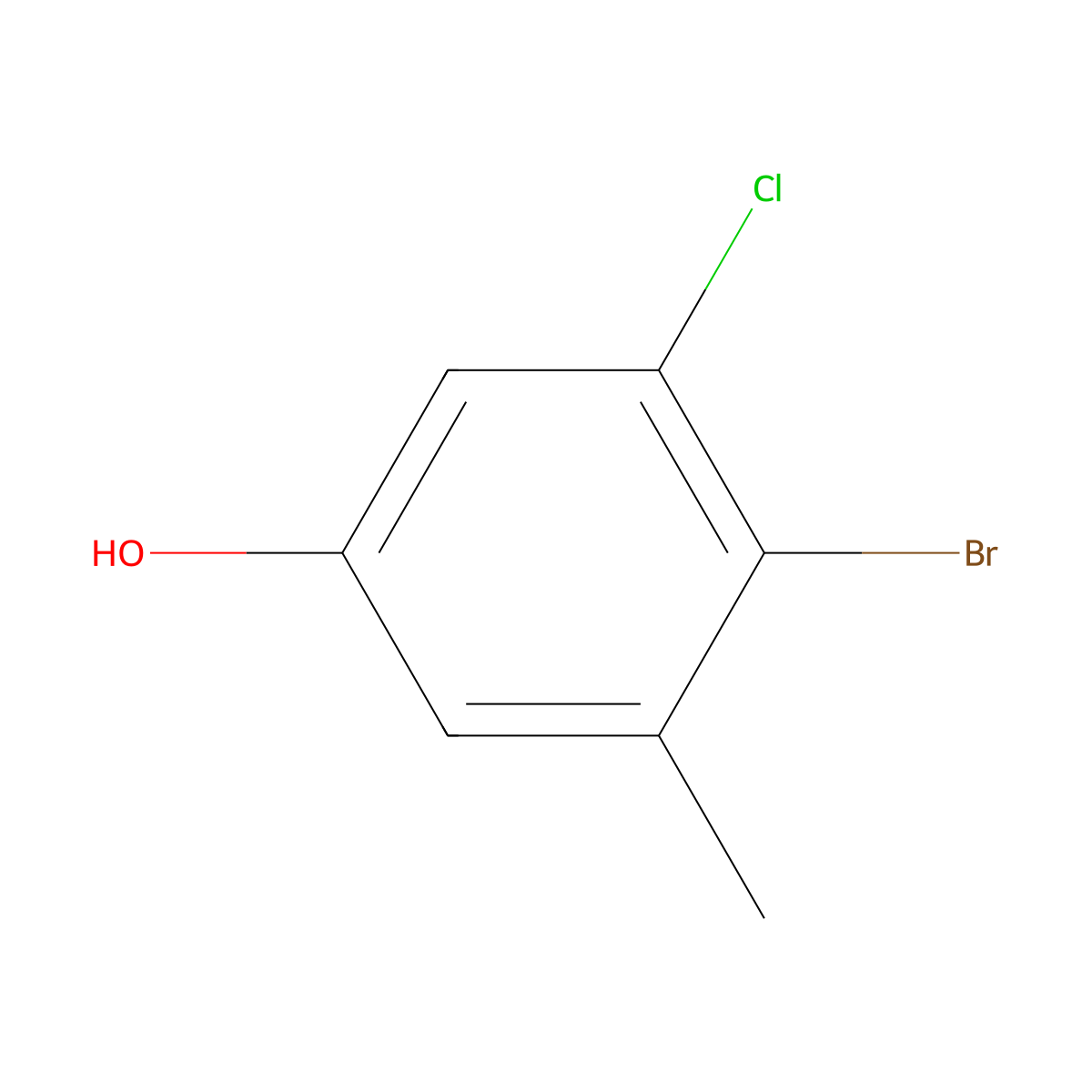 4-Bromo-3-chloro-5-methylphenol molecular structure, CAS 1881290-80-7
