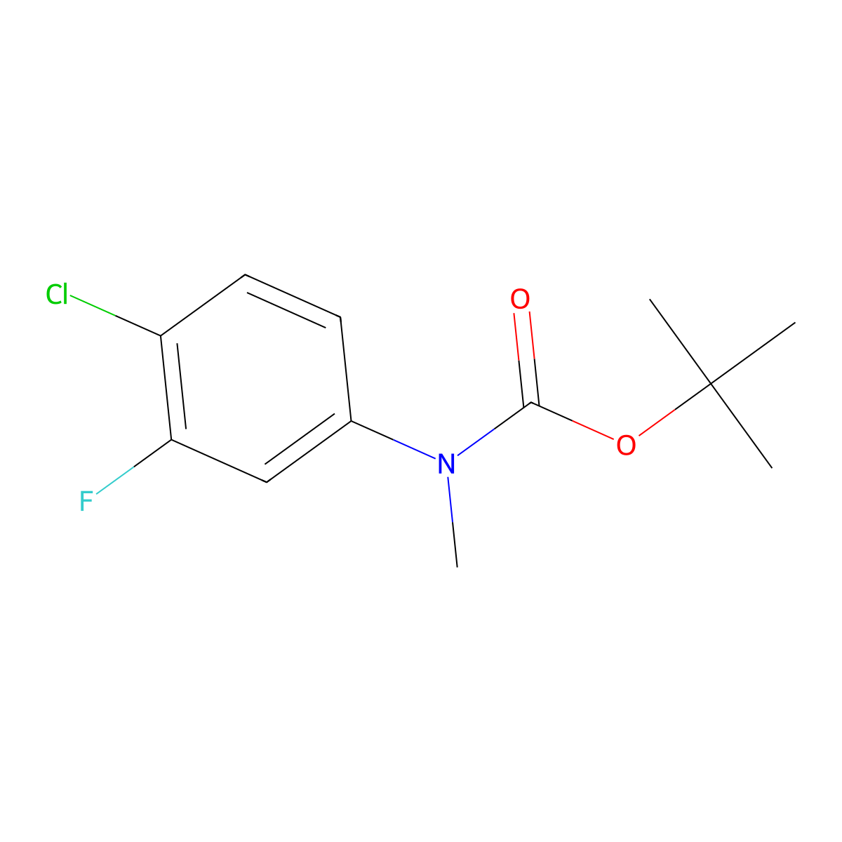 Tert-butyl N-(4-chloro-3-fluorophenyl)-N-methylcarbamate molecular structure, CAS 1881290-82-9