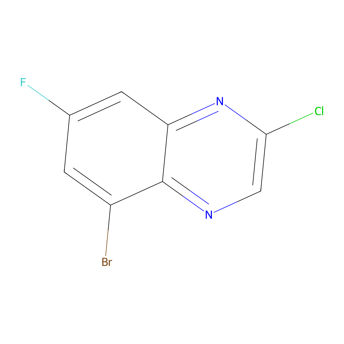 5-Bromo-2-chloro-7-fluoroquinoxaline molecular structure, CAS 1881290-86-3