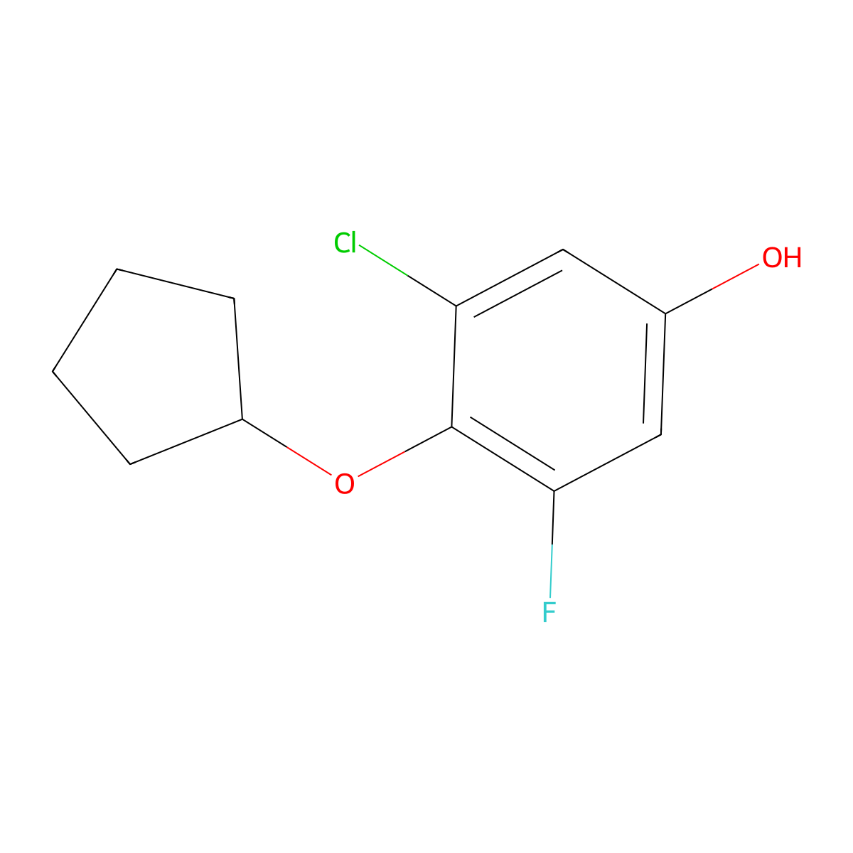 3-Chloro-4-(cyclopentyloxy)-5-fluorophenol molecular structure, CAS 1881290-89-6