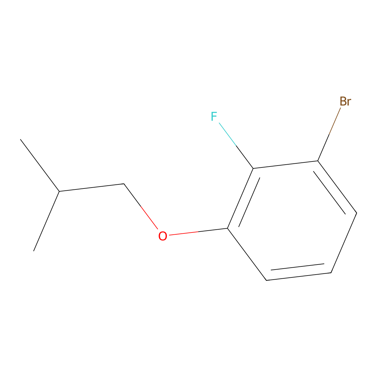 1-Bromo-2-fluoro-3-(2-methylpropoxy)benzene molecular structure, CAS 1881290-92-1