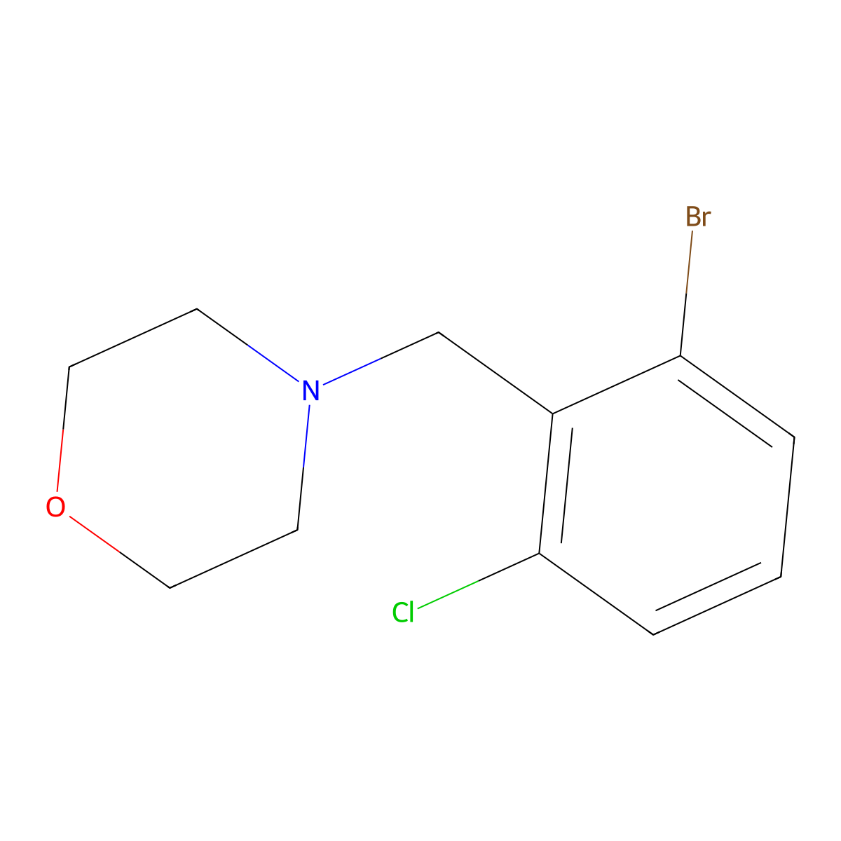 4-[(2-Bromo-6-chlorophenyl)methyl]morpholine molecular structure, CAS 1881290-95-4
