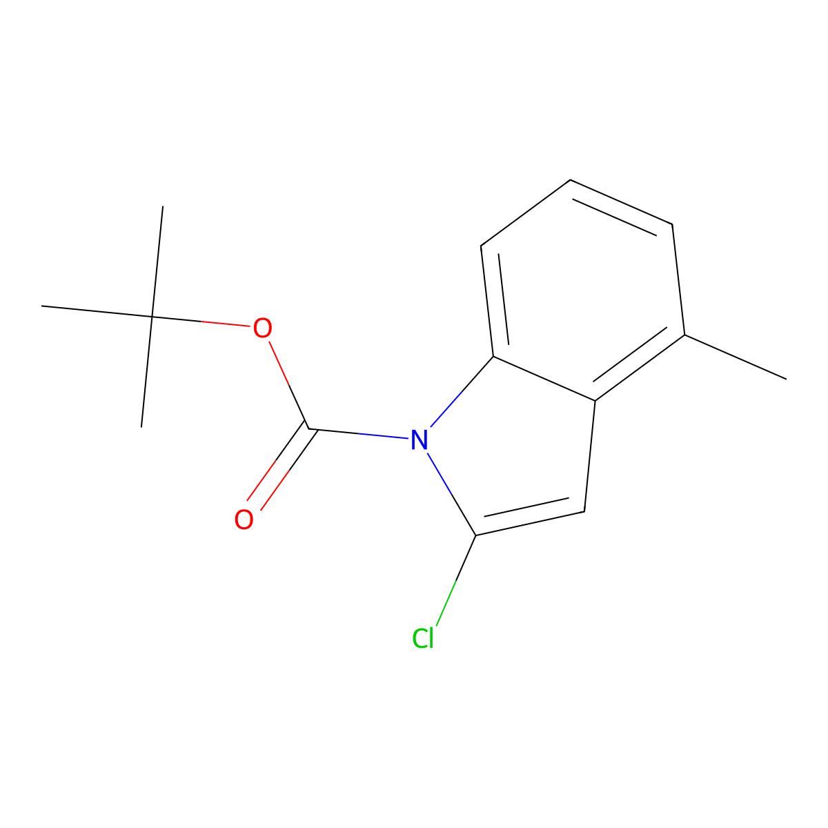 tert-butyl 2-chloro-4-methyl-1H-indole-1-carboxylate molecular structure, CAS 1881290-97-6