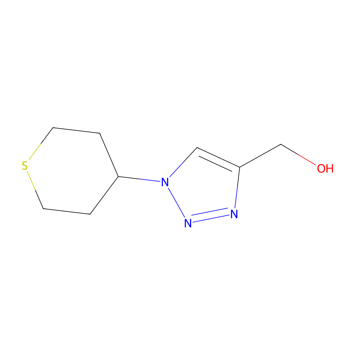 (1-(tetrahydro-2H-thiopyran-4-yl)-1H-1,2,3-triazol-4-yl)methanol molecular structure, CAS 1881291-02-6