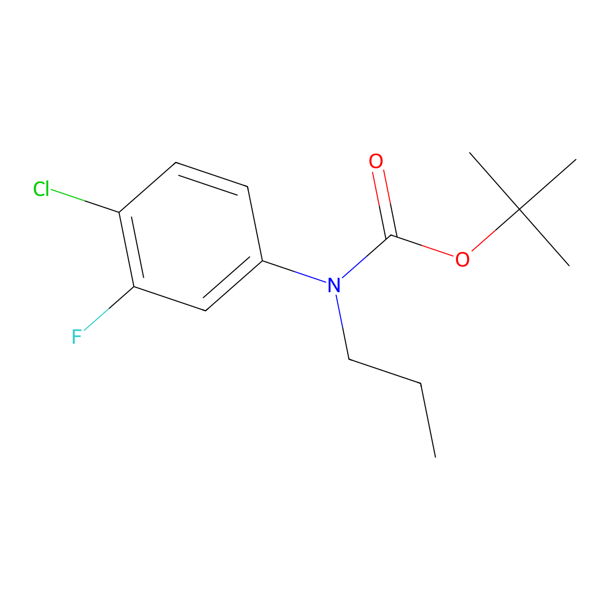 Tert-butyl N-(4-chloro-3-fluorophenyl)-N-propylcarbamate molecular structure, CAS 1881291-03-7