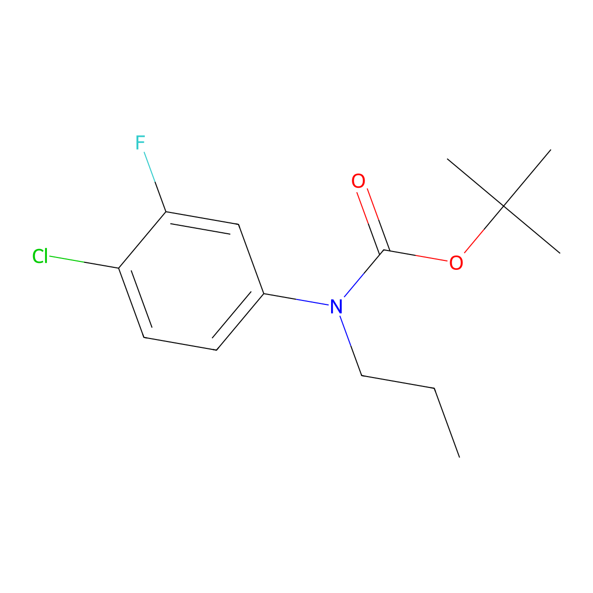 Tert-butyl N-(4-chloro-3-fluorophenyl)-N-propylcarbamate molecular structure, CAS 1881291-03-7