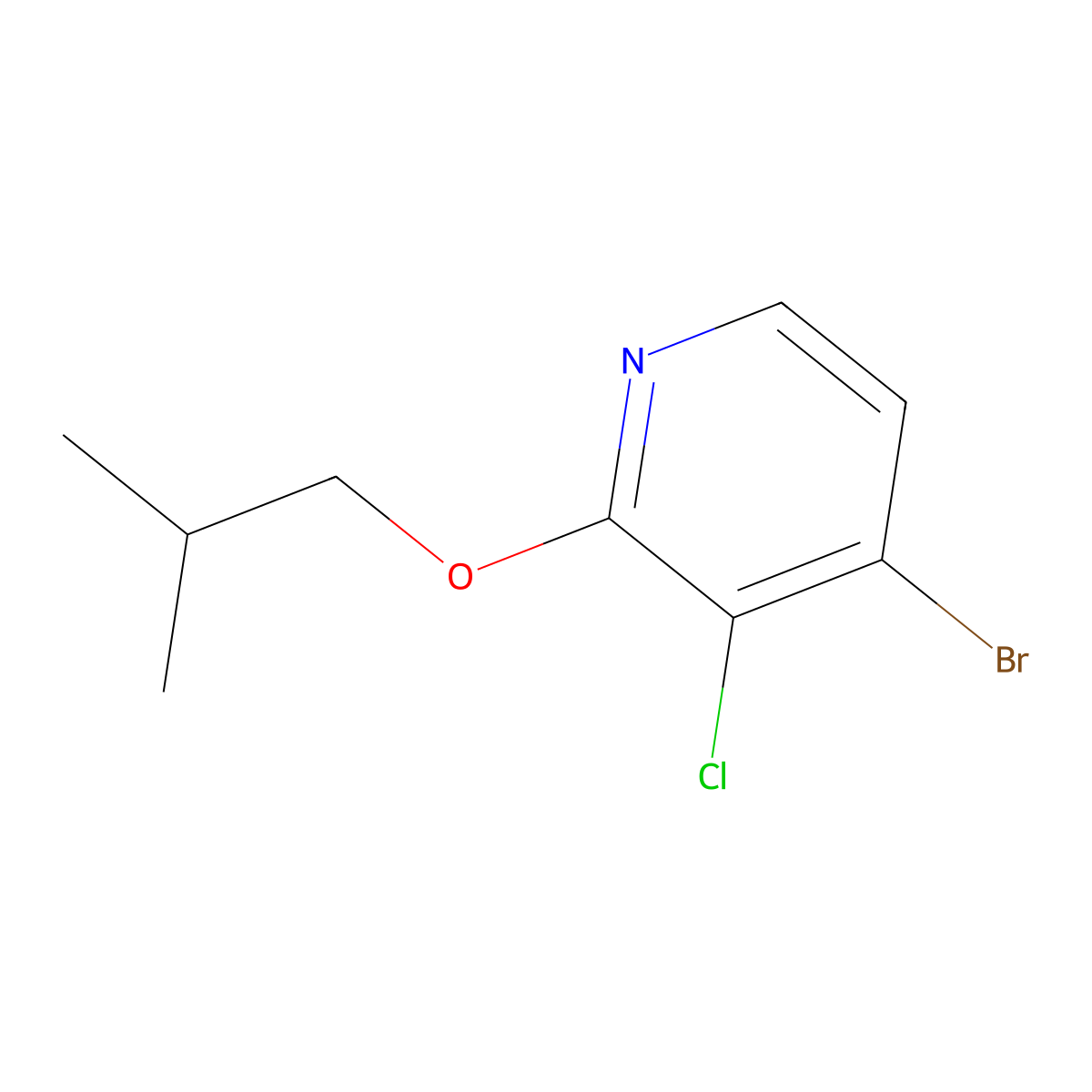 4-Bromo-3-chloro-2-(2-methylpropoxy)pyridine molecular structure, CAS 1881291-05-9