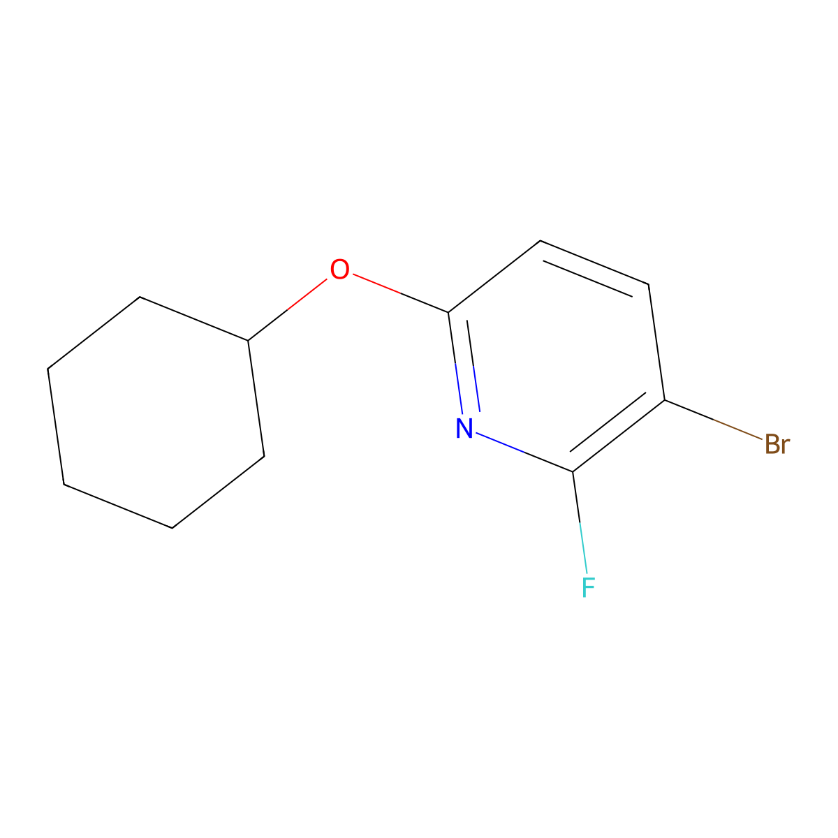 3-Bromo-6-(cyclohexyloxy)-2-fluoropyridine molecular structure, CAS 1881291-28-6