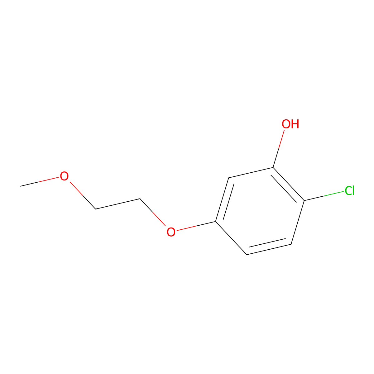 2-Chloro-5-(2-methoxyethoxy)phenol molecular structure, CAS 1881291-29-7