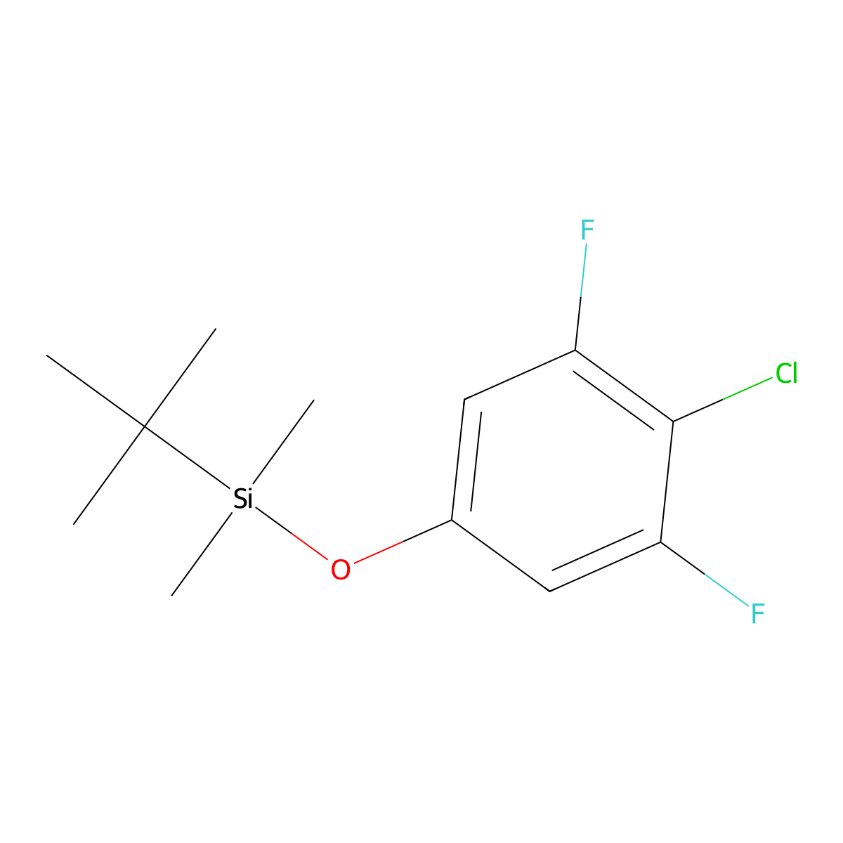 Tert-butyl(4-chloro-3,5-difluorophenoxy)dimethylsilane molecular structure, CAS 1881291-32-2