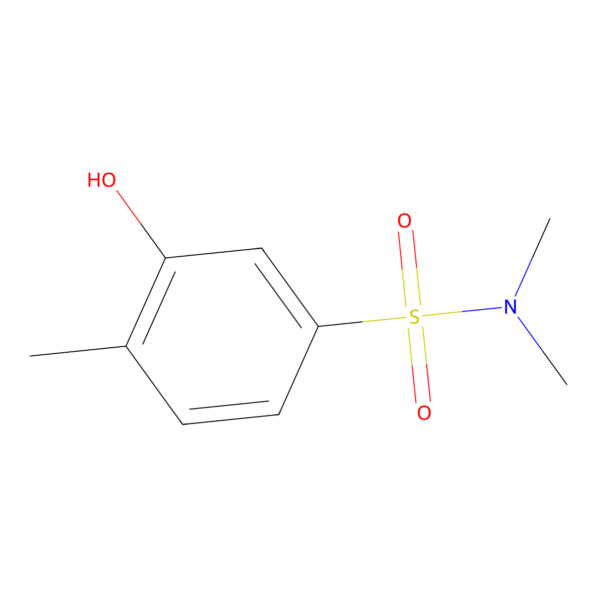3-hydroxy-N,N,4-trimethylbenzene-1-sulfonamide molecular structure, CAS 1881291-33-3