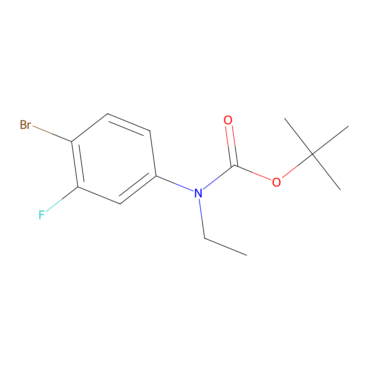 Tert-butyl N-(4-bromo-3-fluorophenyl)-N-ethylcarbamate molecular structure, CAS 1881291-42-4