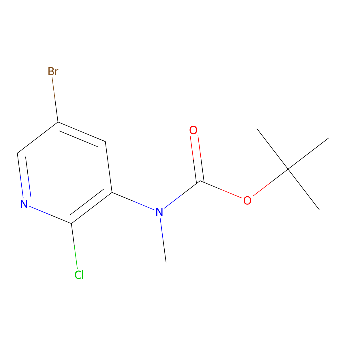 Tert-butyl N-(5-bromo-2-chloropyridin-3-YL)-N-methylcarbamate molecular structure, CAS 1881291-48-0
