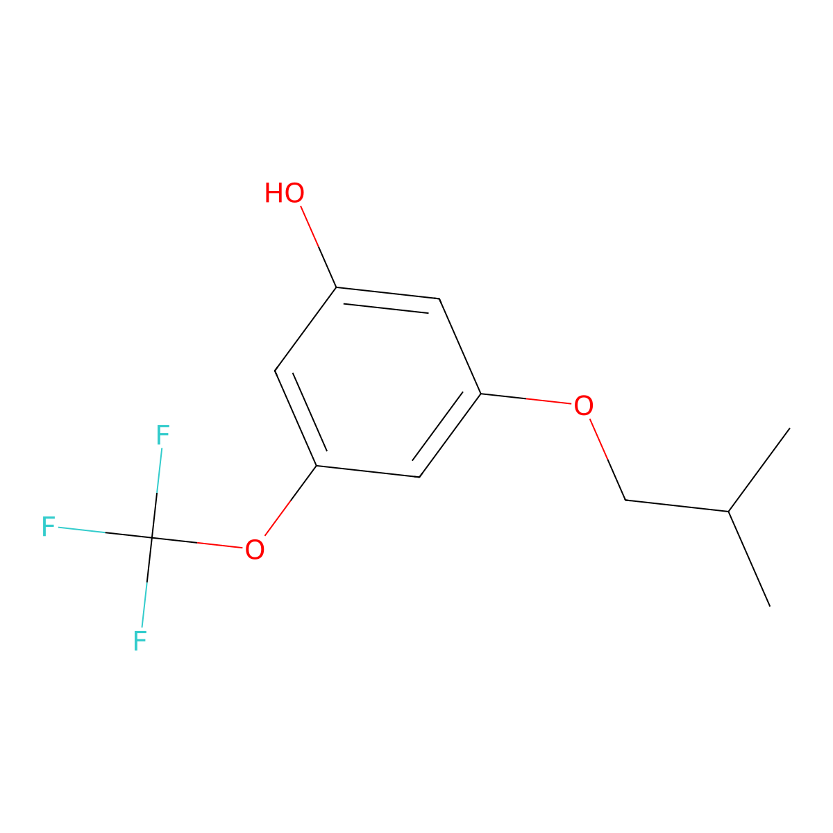 3-(2-Methylpropoxy)-5-(trifluoromethoxy)phenol molecular structure, CAS 1881291-54-8