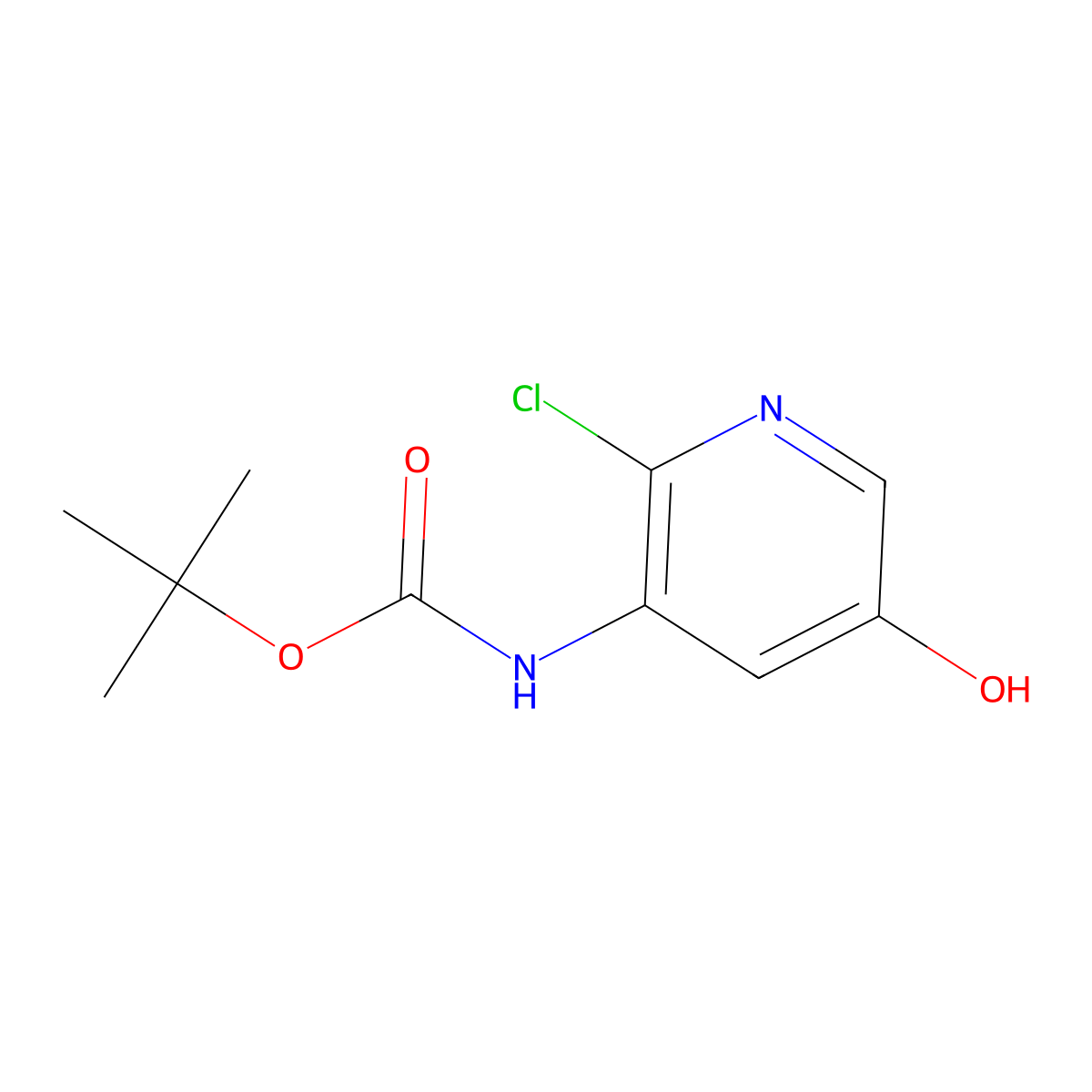 Tert-butyl N-(2-chloro-5-hydroxypyridin-3-YL)carbamate molecular structure, CAS 1881291-80-0