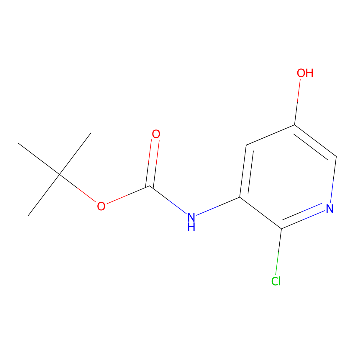 Tert-butyl N-(2-chloro-5-hydroxypyridin-3-YL)carbamate molecular structure, CAS 1881291-80-0