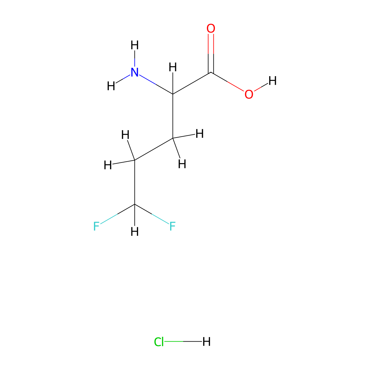 2-Amino-5,5-difluoropentanoic acid hydrochloride molecular structure, CAS 1881292-21-2