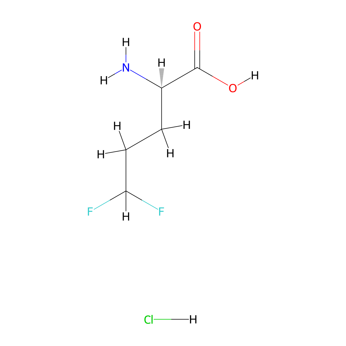 (2R)-2-amino-5,5-difluoropentanoicacidhydrochloride molecular structure, CAS 1881292-29-0
