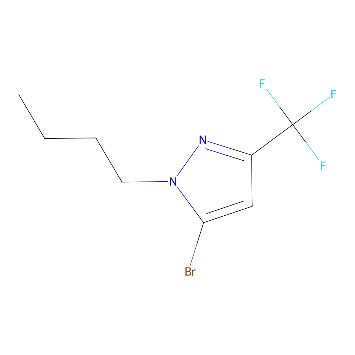 5-bromo-1-butyl-3-(trifluoromethyl)-1H-pyrazole molecular structure, CAS 1881292-74-5