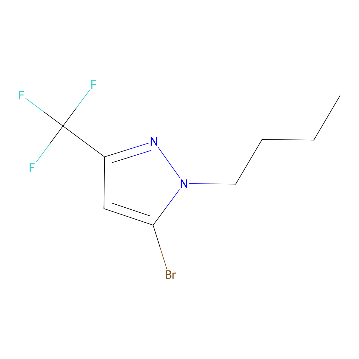 5-bromo-1-butyl-3-(trifluoromethyl)-1H-pyrazole molecular structure, CAS 1881292-74-5
