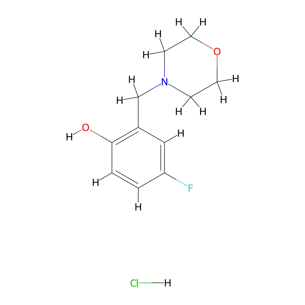 4-Fluoro-2-(morpholin-4-ylmethyl)phenol hydrochloride molecular structure, CAS 1881292-78-9