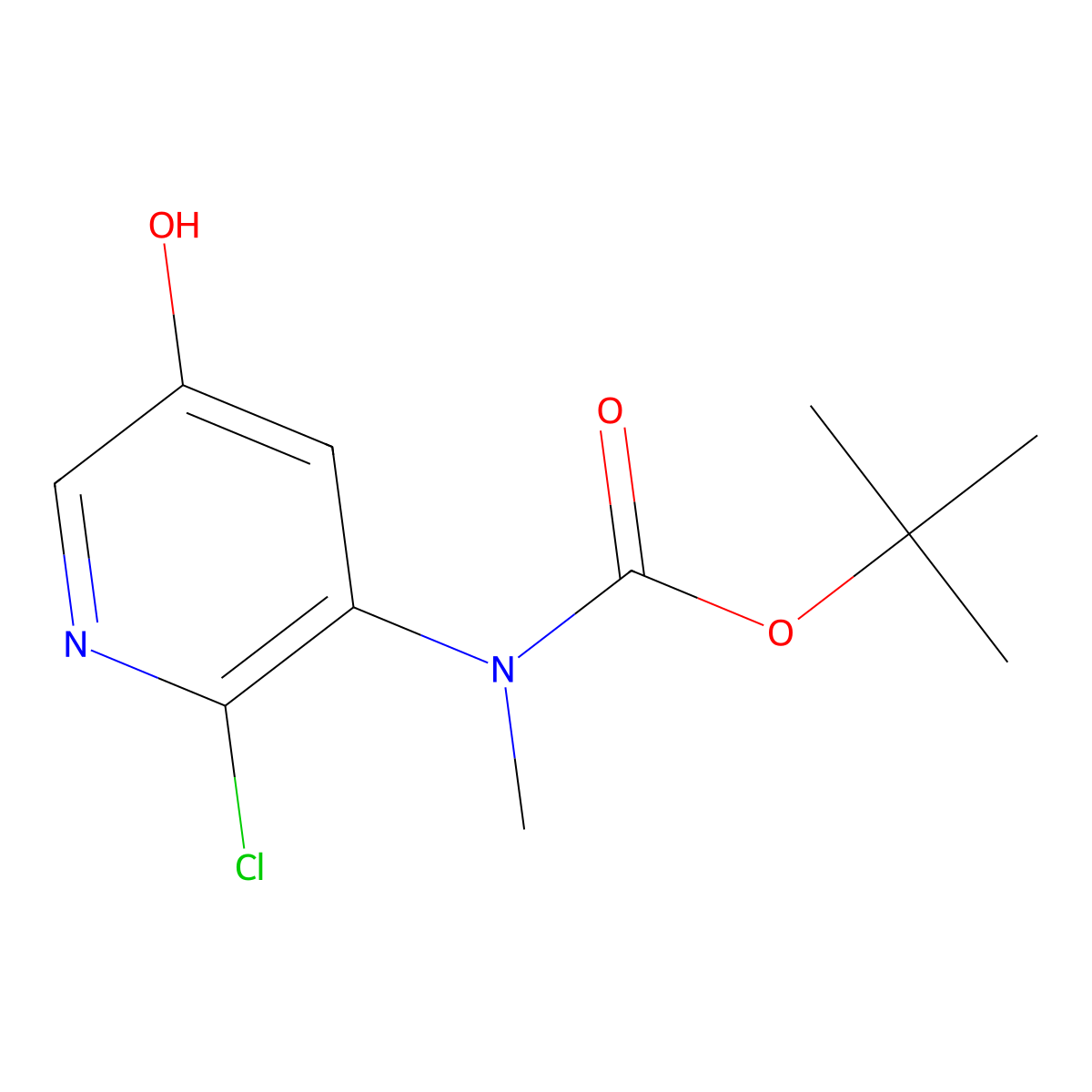 Tert-butyl N-(2-chloro-5-hydroxypyridin-3-YL)-N-methylcarbamate molecular structure, CAS 1881292-83-6