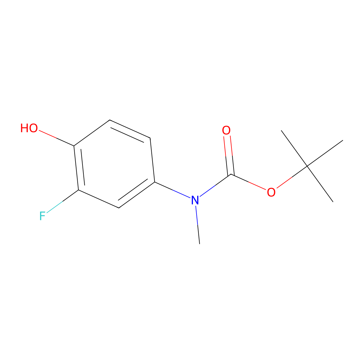 Tert-butyl N-(3-fluoro-4-hydroxyphenyl)-N-methylcarbamate molecular structure, CAS 1881292-86-9