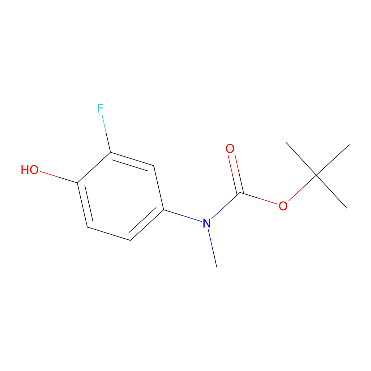 Tert-butyl N-(3-fluoro-4-hydroxyphenyl)-N-methylcarbamate molecular structure, CAS 1881292-86-9