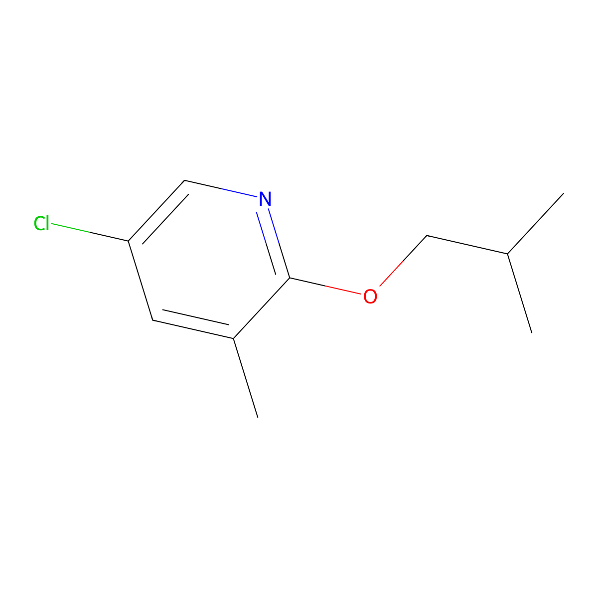 5-Chloro-3-methyl-2-(2-methylpropoxy)pyridine molecular structure, CAS 1881292-88-1