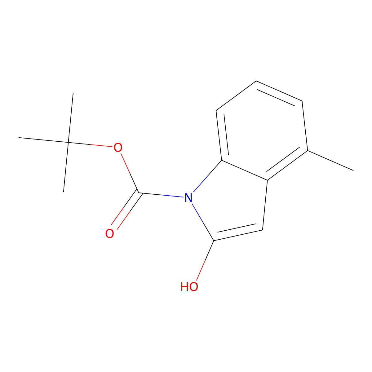 tert-butyl 2-hydroxy-4-methyl-1H-indole-1-carboxylate molecular structure, CAS 1881293-05-5
