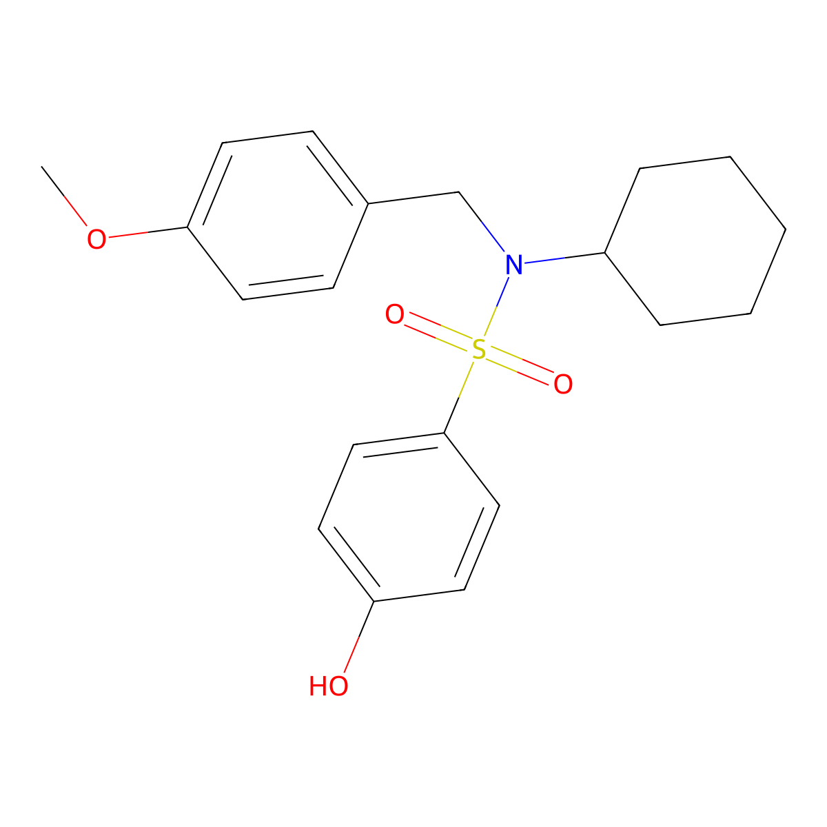 N-cyclohexyl-4-hydroxy-N-[(4-methoxyphenyl)methyl]benzene-1-sulfonamide molecular structure, CAS 1881293-08-8