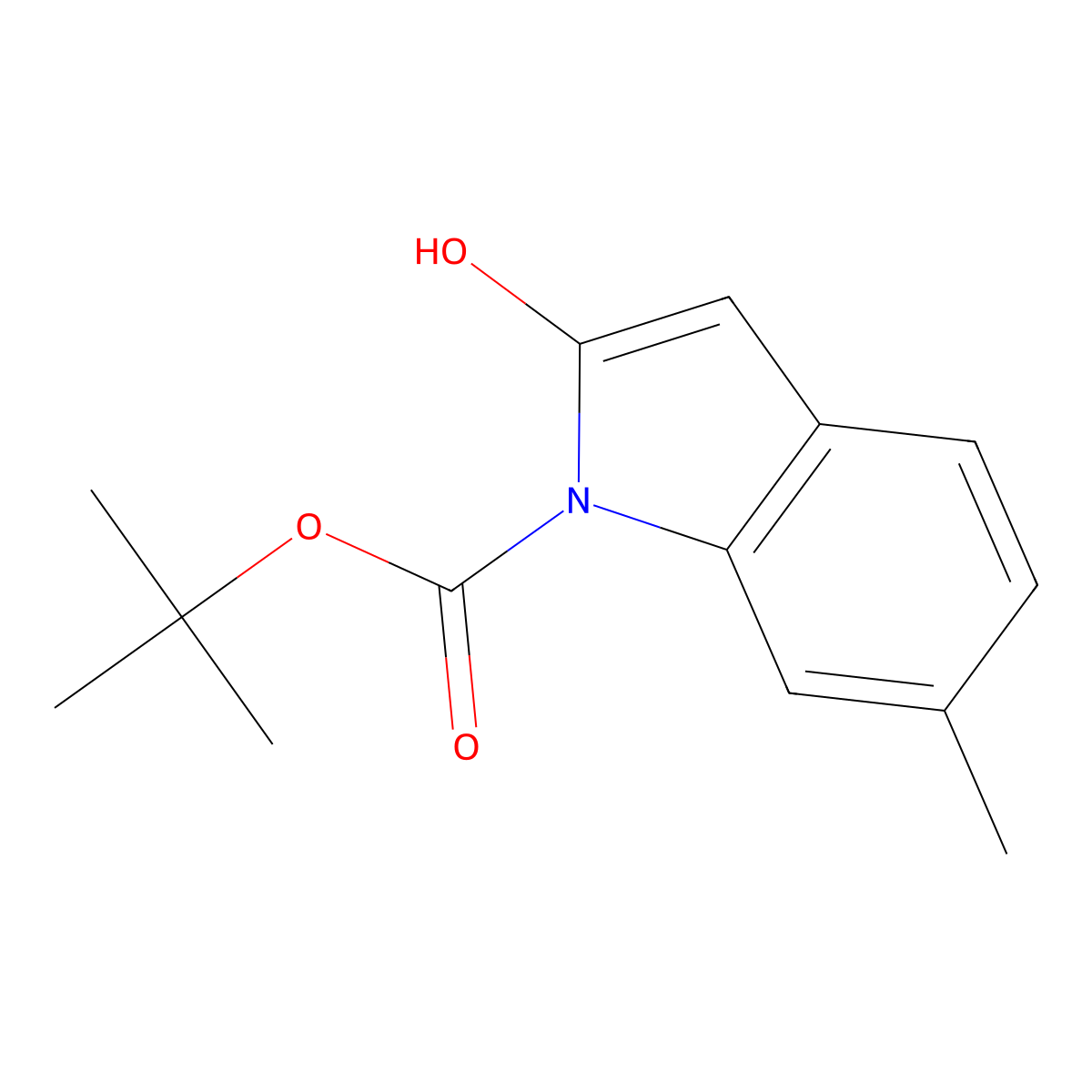 tert-butyl 2-hydroxy-6-methyl-1H-indole-1-carboxylate molecular structure, CAS 1881293-09-9