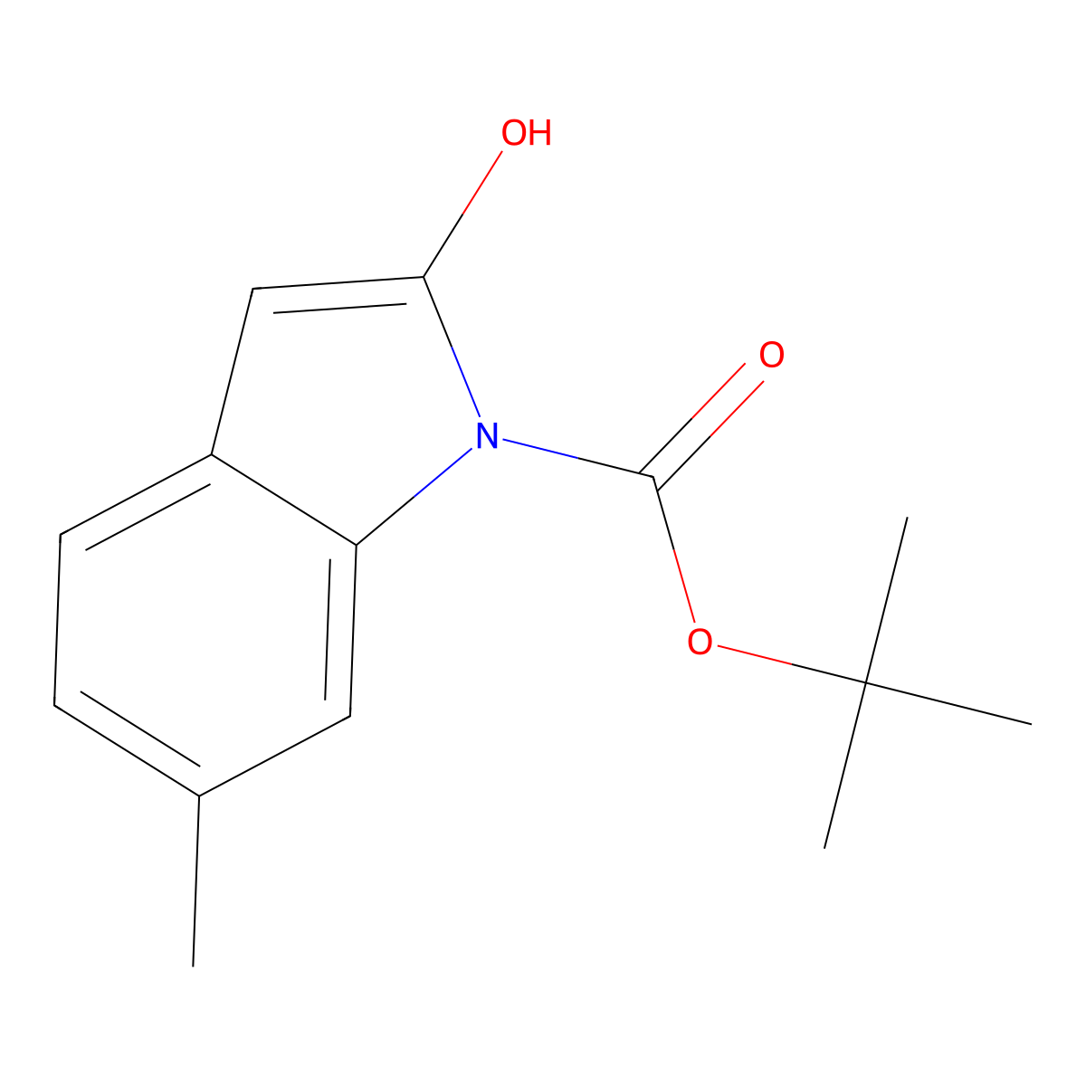 tert-butyl 2-hydroxy-6-methyl-1H-indole-1-carboxylate molecular structure, CAS 1881293-09-9