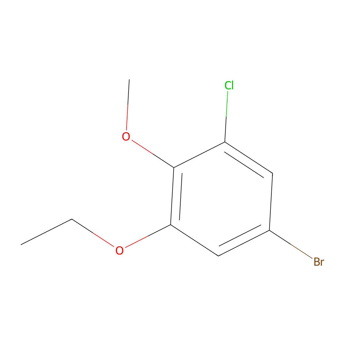 5-Bromo-1-chloro-3-ethoxy-2-methoxybenzene molecular structure, CAS 1881293-13-5