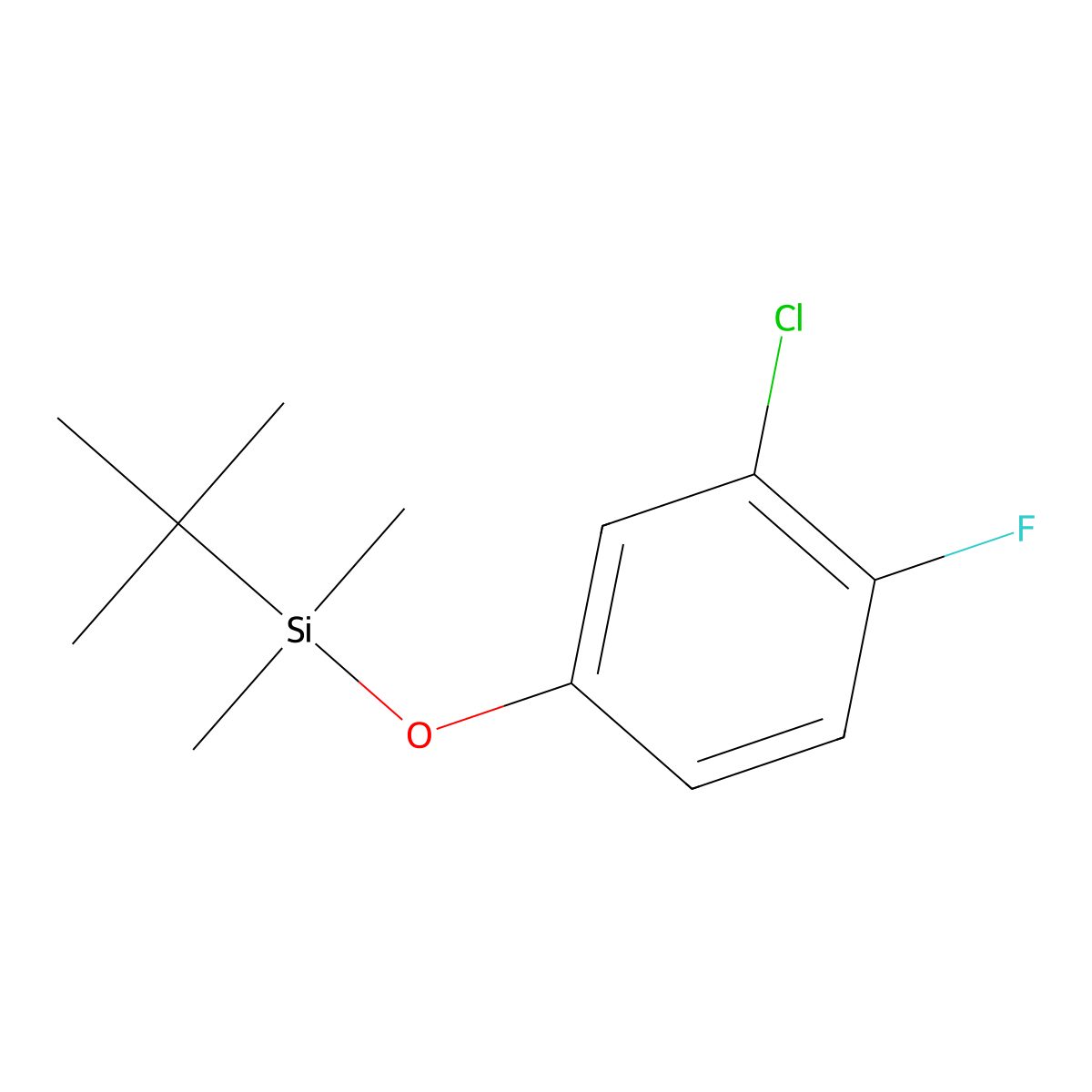 Tert-butyl(3-chloro-4-fluorophenoxy)dimethylsilane molecular structure, CAS 1881293-23-7