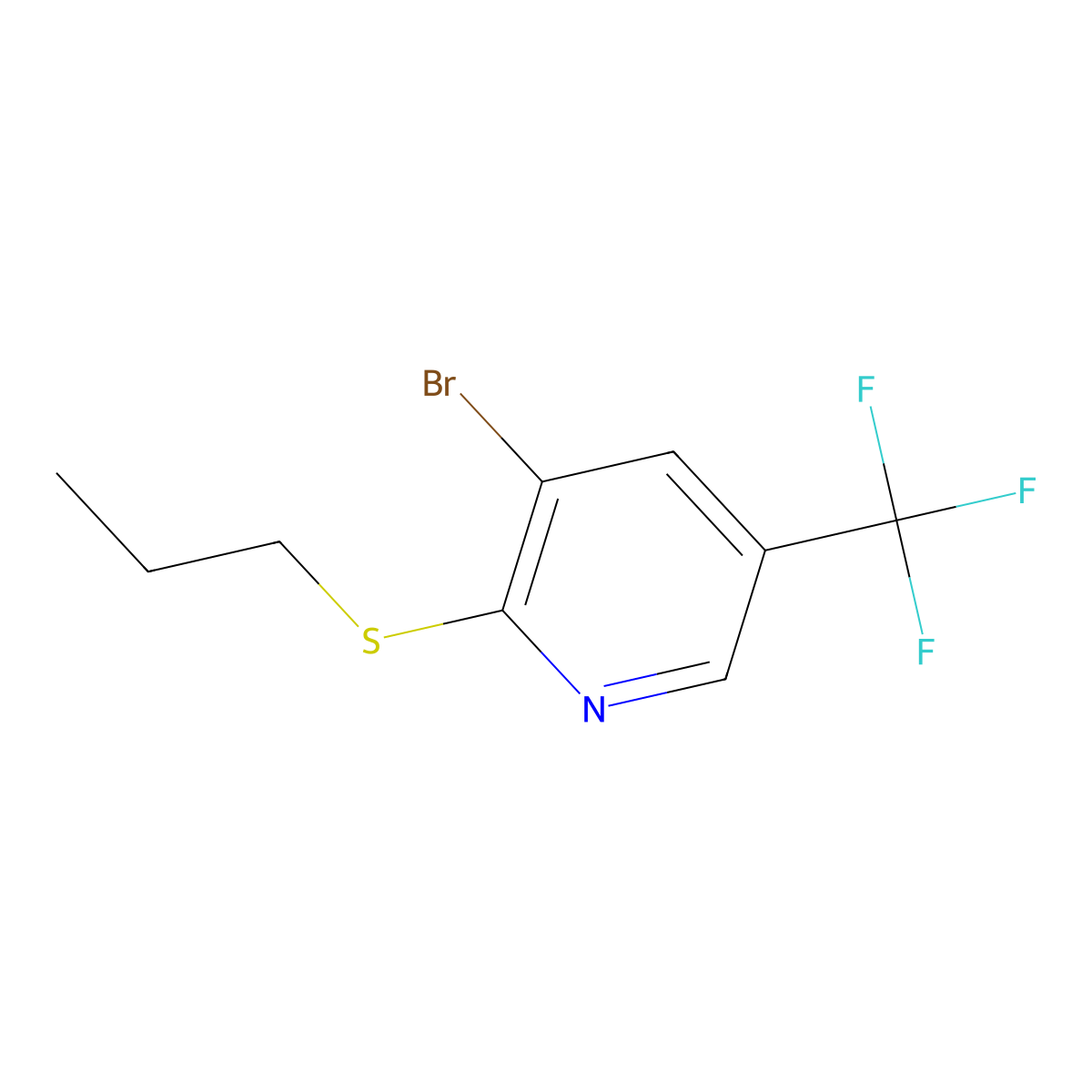 3-Bromo-2-(propylsulfanyl)-5-(trifluoromethyl)pyridine molecular structure, CAS 1881293-26-0