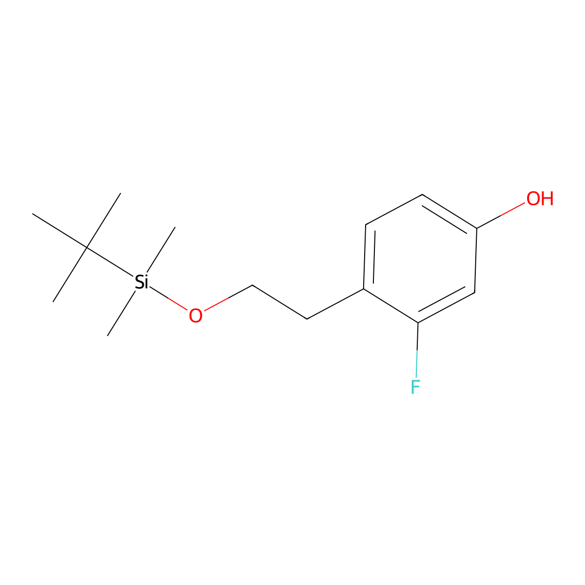 4-{2-[(Tert-butyldimethylsilyl)oxy]ethyl}-3-fluorophenol molecular structure, CAS 1881293-27-1