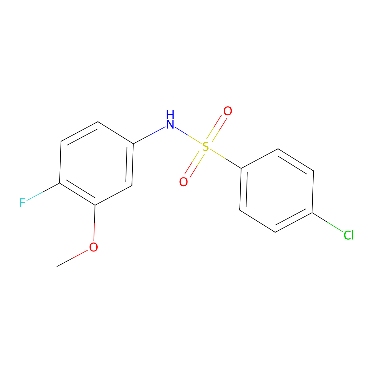4-chloro-N-(4-fluoro-3-methoxyphenyl)benzene-1-sulfonamide molecular structure, CAS 1881293-44-2