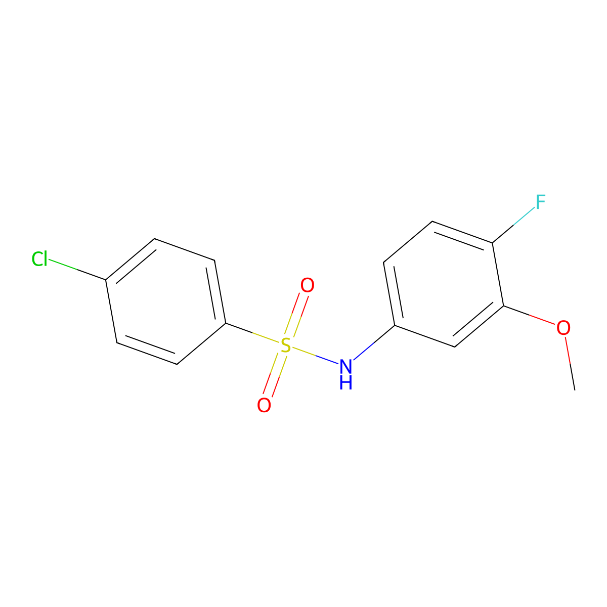 4-chloro-N-(4-fluoro-3-methoxyphenyl)benzene-1-sulfonamide molecular structure, CAS 1881293-44-2