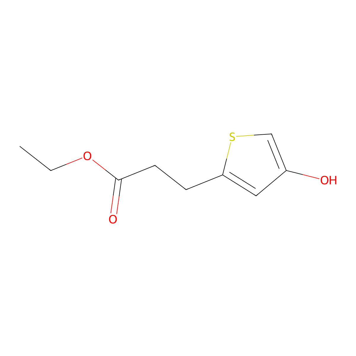 Ethyl 3-(4-hydroxythiophen-2-YL)propanoate molecular structure, CAS 1881293-49-7