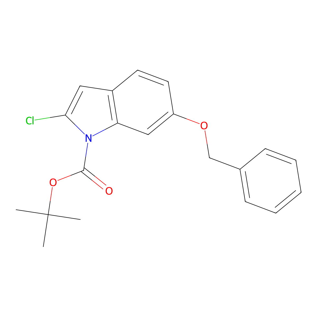 tert-butyl 6-(benzyloxy)-2-chloro-1H-indole-1-carboxylate molecular structure, CAS 1881293-54-4
