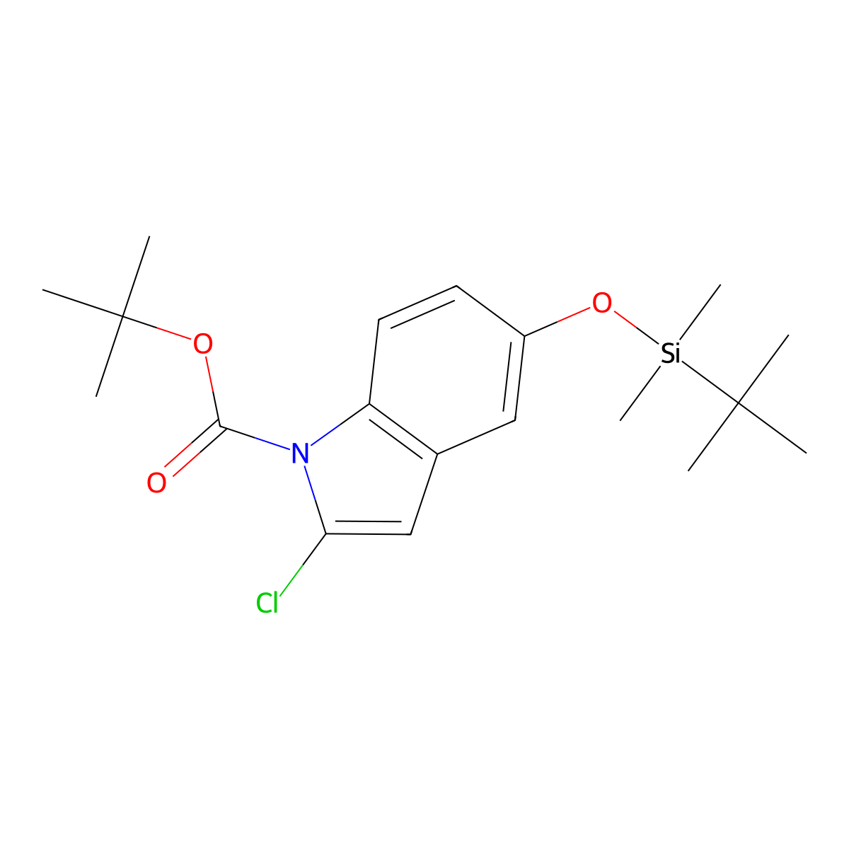 tert-butyl 5-[(tert-butyldimethylsilyl)oxy]-2-chloro-1H-indole-1-carboxylate molecular structure, CAS 1881293-59-9